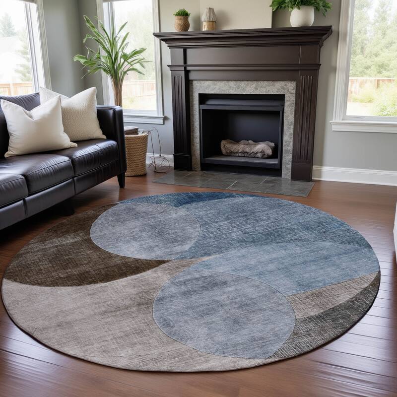 Premium Washable Super Soft Modern Geo Mayfield Rug - Denim - 8' x 8'