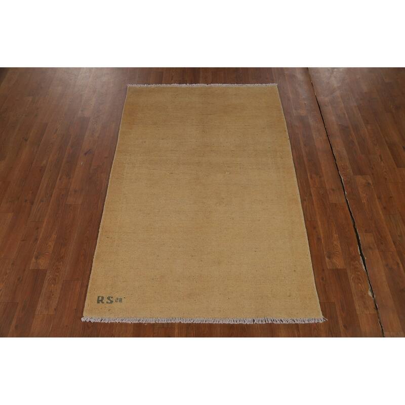 Solid Gabbeh Oriental Foyer Rug Handmade Wool Carpet - 3'3"x 4'11"