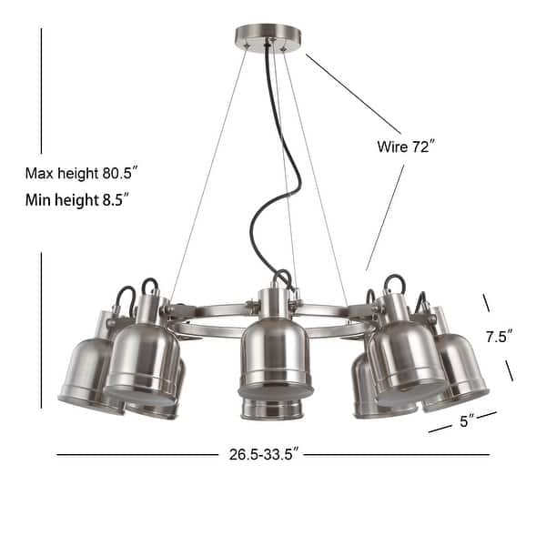 Liam 26.5" 8-Light Metal LED Pendant Chandelier, Nickel by JONATHAN Y