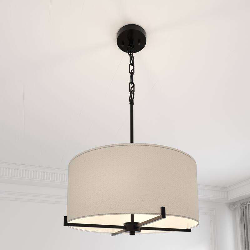 Acroma 4-Light Dimmable Chandelier with Drum Fabric Shade