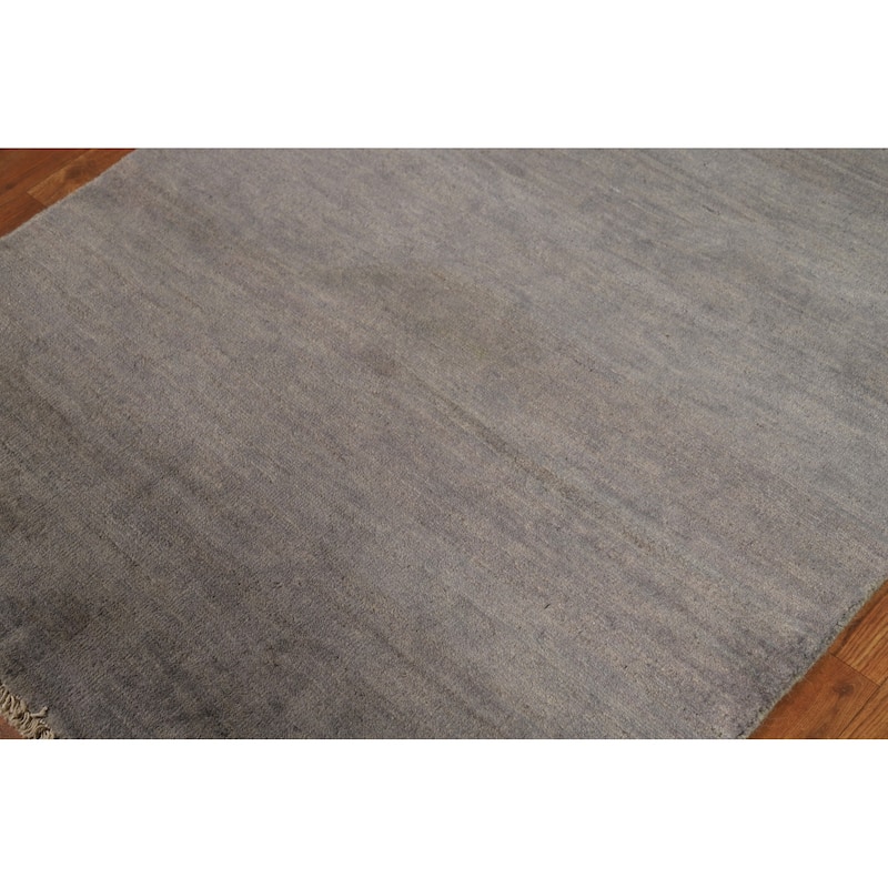 Hand Knotted Oriental 100% Wool Carpet Modern Modern Greys & Charcoal Gabbeh Area Rug - 4' 11'' X 3' 3''