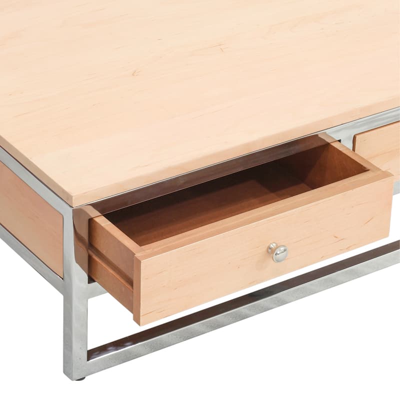 Pasargad Home Arden Square Modern Coffee Table with 2 Drawers - W36" x D36" x H12"