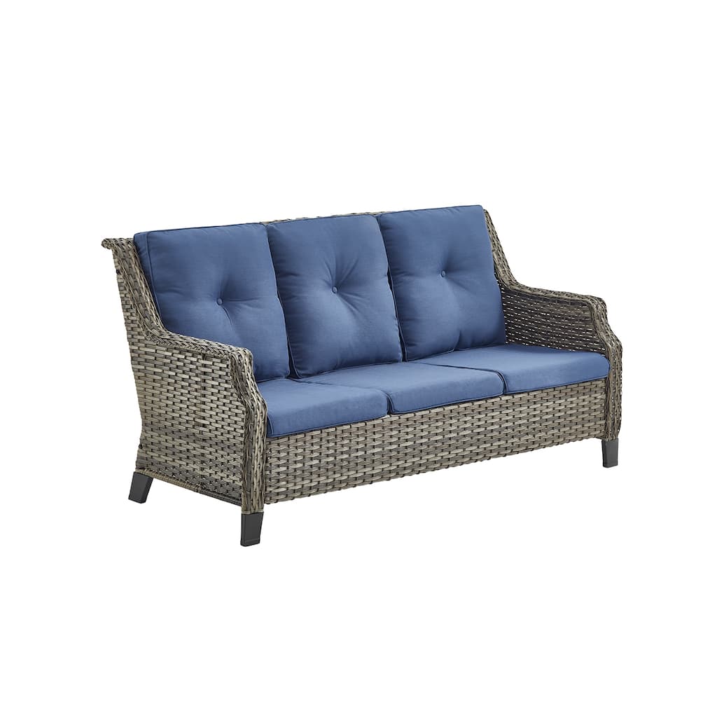 Gymojoy 3-Seat Patio Wicker Sofa Outdoor Rattan Couch - Brown