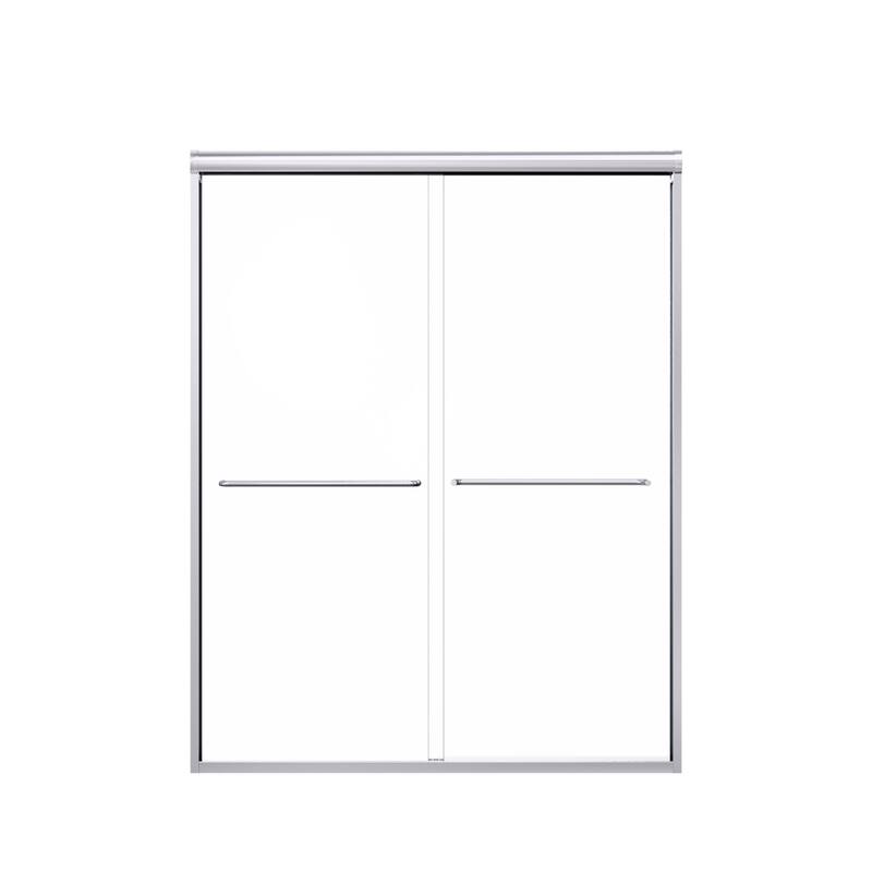GDFStudio - Modern Semi-Frameless Double Sliding Shower Door with 1/4" SGCC Tempered Glass & Stainless Steel Handle