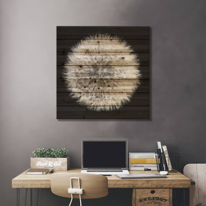 Dandelion on Black I Print On Wood by Aledanda - Multi-Color