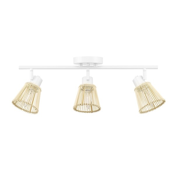 3 Light Matte White Track Lighting with Bamboo Shades 4.75 Bed Bath Beyond 41249002