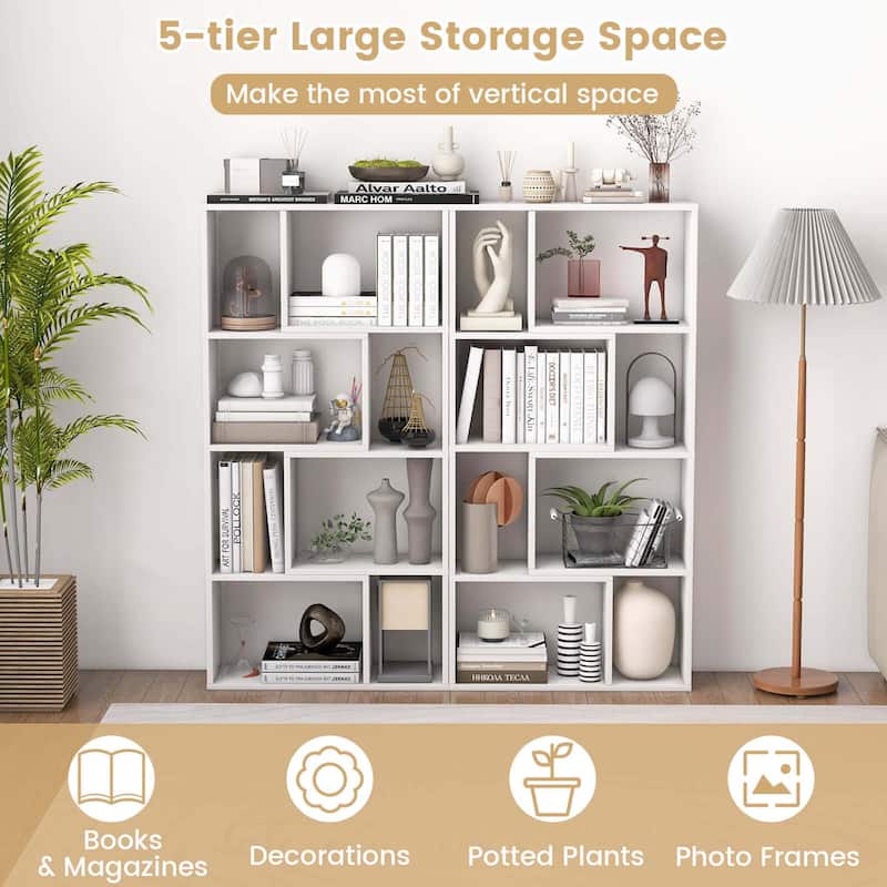 Costway 48" Geometric Bookshelf Open-back Bookcase with 8 Cubes 2 - See Details