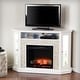 preview thumbnail 2 of 14, Ratner Faux Stone Fresh White Corner Convertible Fireplace