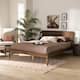 Sadler Mid-Century Ash Walnut Finish Wood Platform Bed