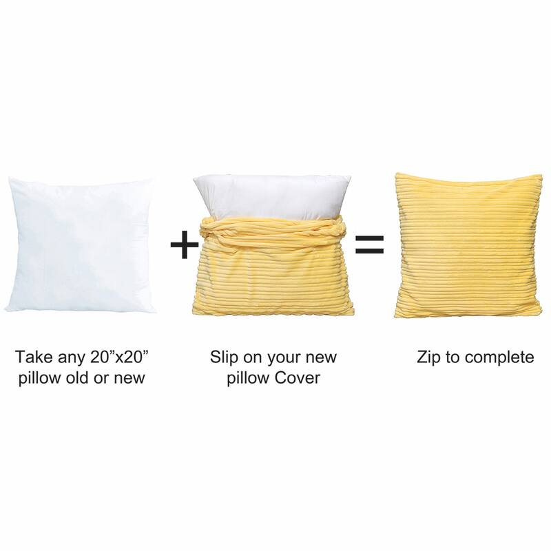 Ribbed Flanned 4 Pieces Pillow Shell Set, NO INSERT