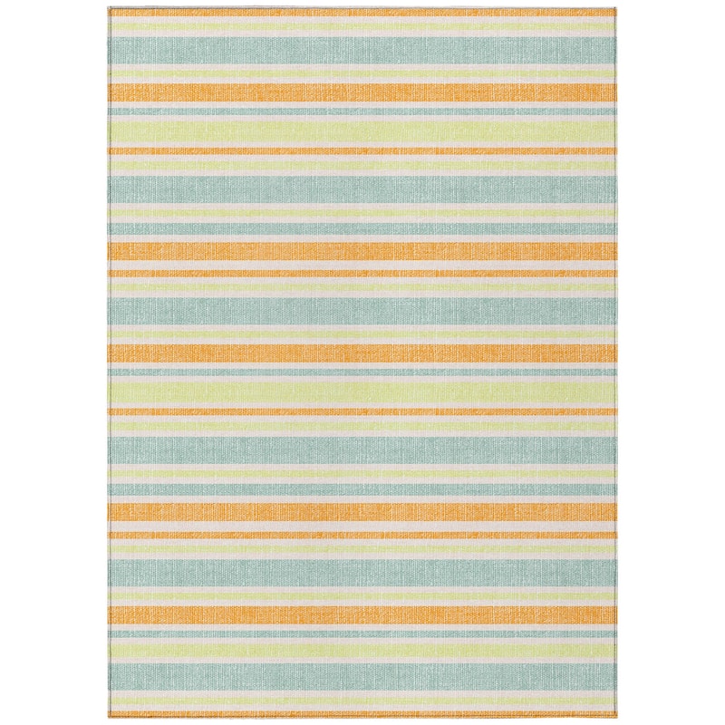 Machine Washable Indoor/ Outdoor Thin Cabana Stripe Chantille Rug