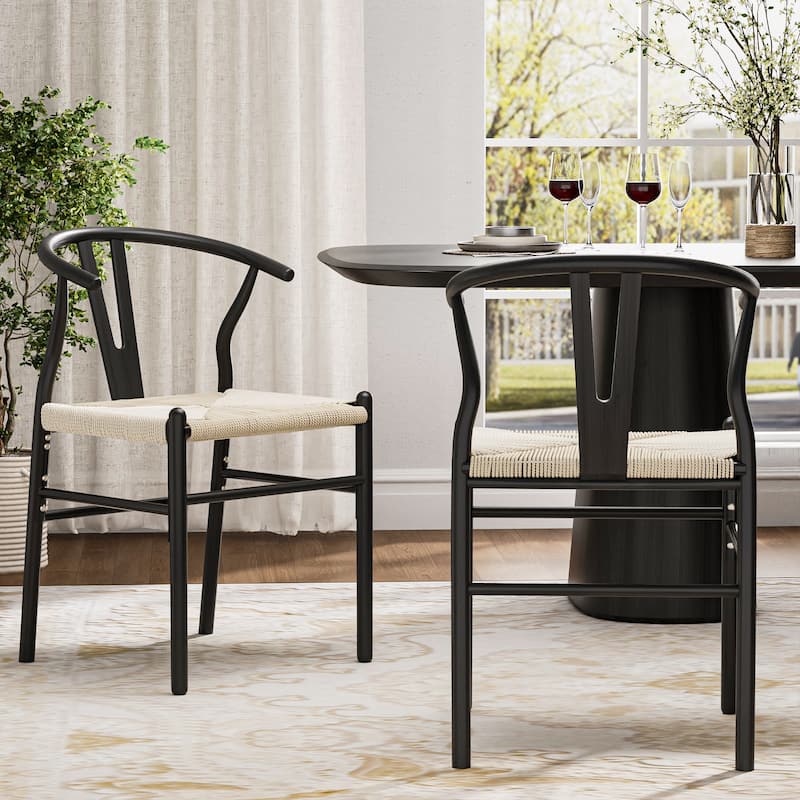 Set of 2 Handwoven Boho Dining Chairs