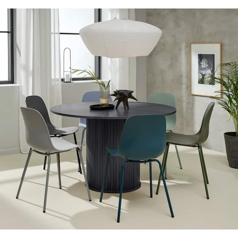 Rye Studio Nicola Mid-Century Modern Pedestal Dining Table - Round - Black Oak