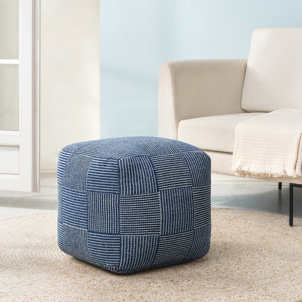 Jani 20-inch Ottoman Pouf - Handcrafted Handmade Ottoman for Seating, Footrest, Home Decor for Living Room, Bedroom