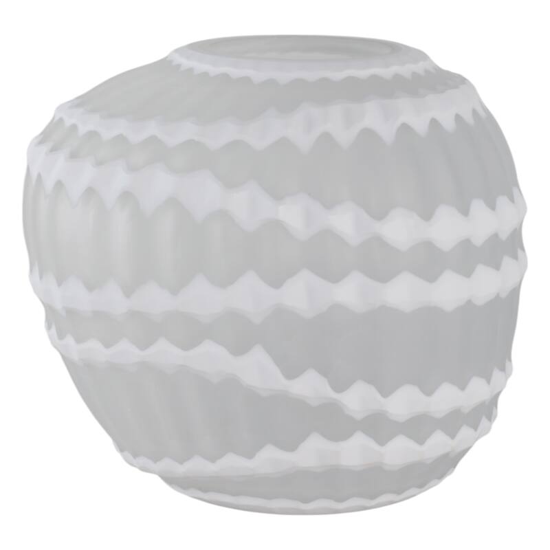 Glass Vase Carved Vertical Strips Pattern Finish Centerpiece Tabletop