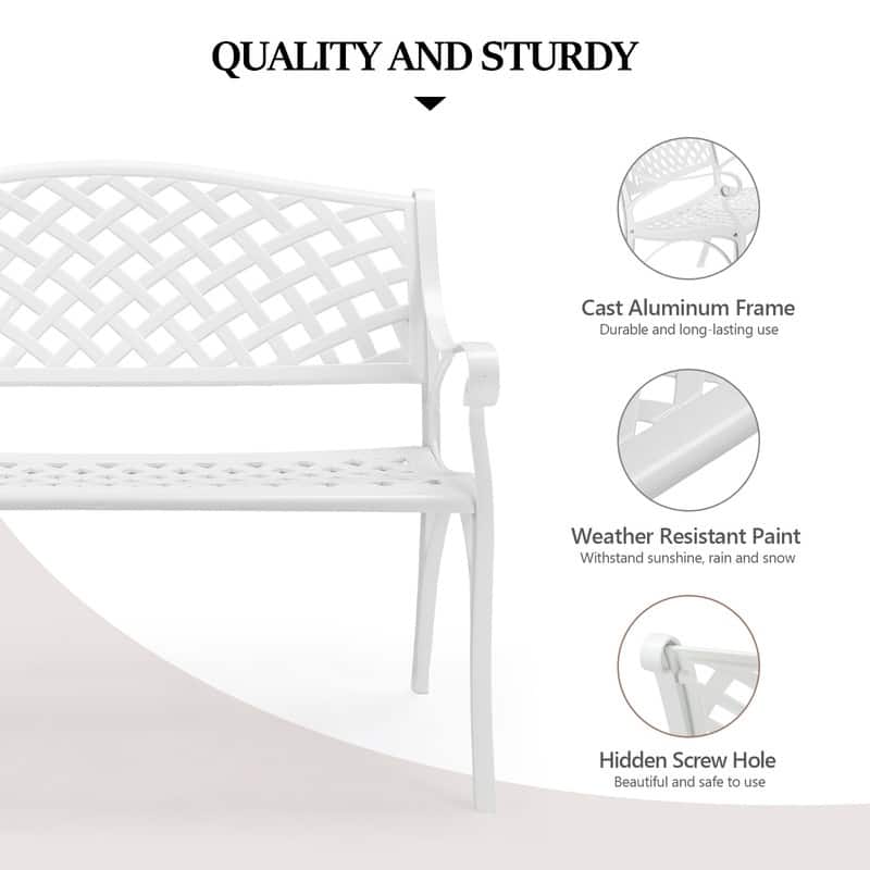 Outdoor 40.5 in. Cast Aluminum Park Decorative Bench