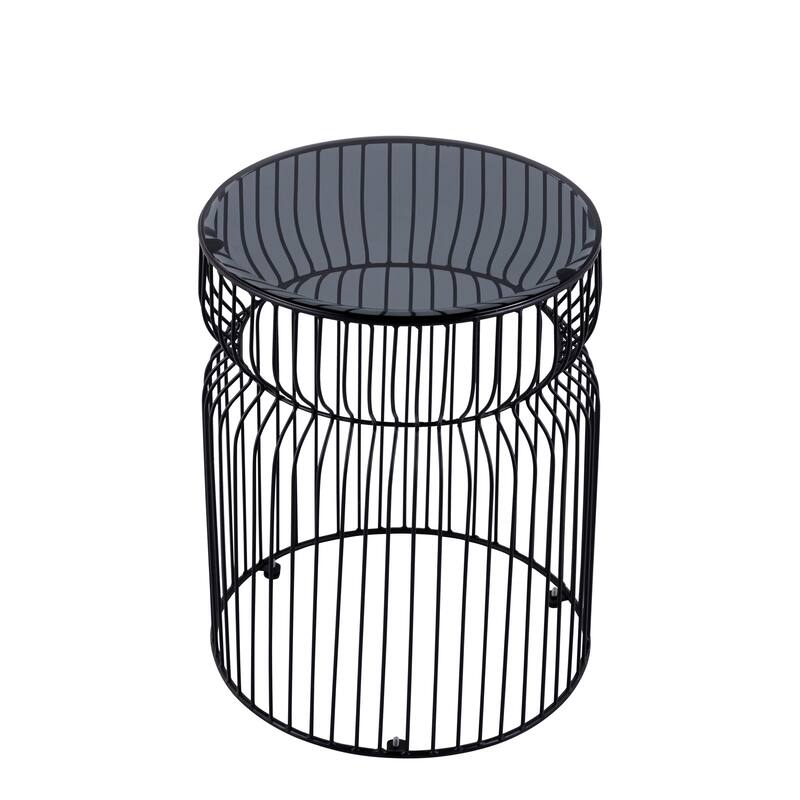 Modern Contemporary Metal Nested base and Tinted tempered glass top material End Table