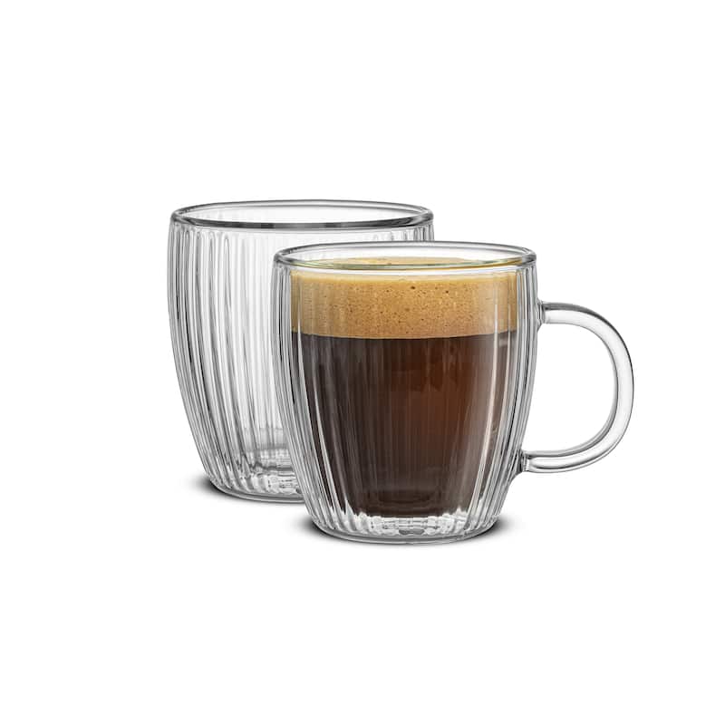 Fluted Savor Double Wall Espresso Glasses 5.4oz - Set of 2 - 2 Piece