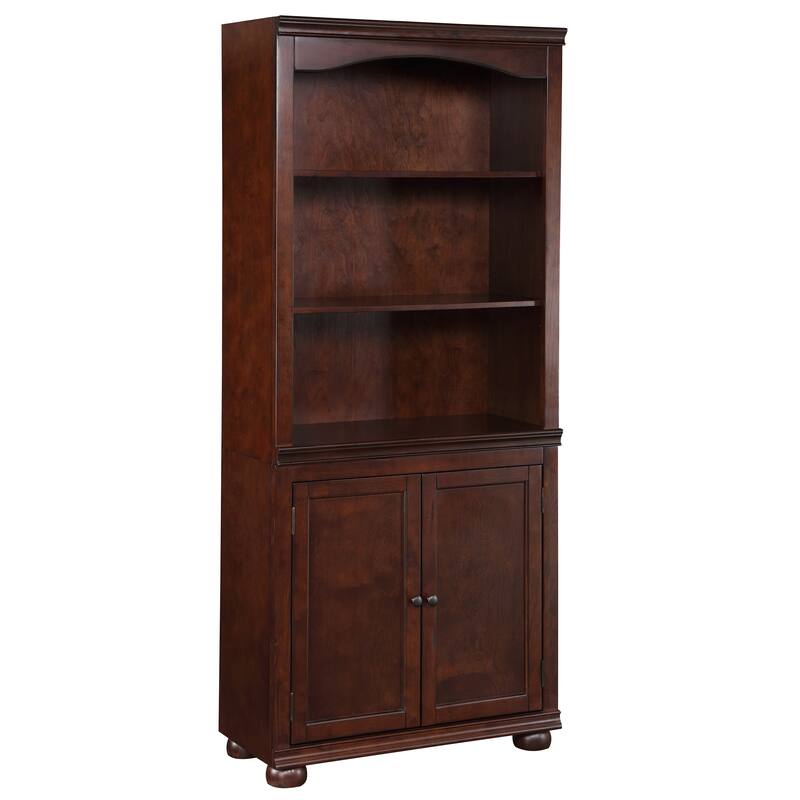 Omni Transitional 3-Shelf Wood Bookcase with Cabinet by Furniture of America