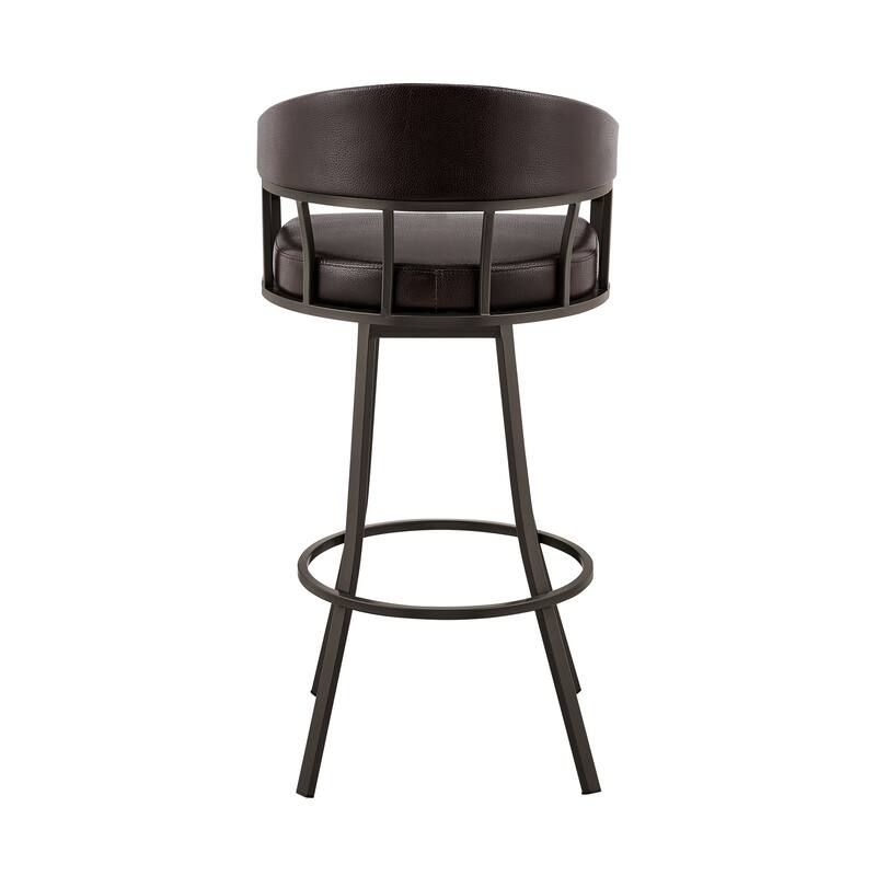 Palmdale Faux Leather and Metal Upholstered Swivel Counter or Bar Stool