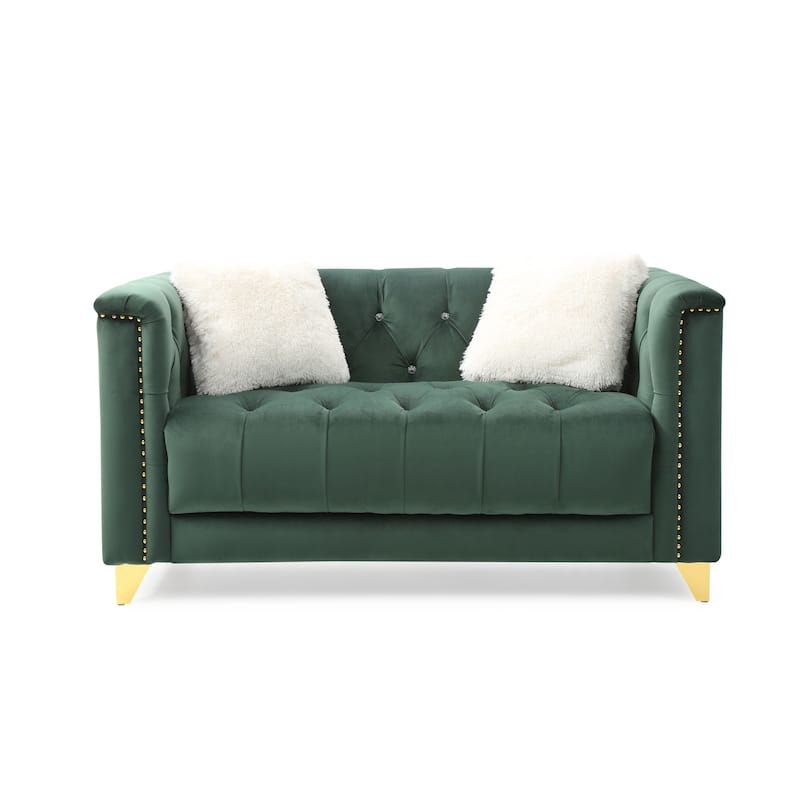 Upholstery Living Room Sofa Set in Velvet Fabric ( Set of 2 )