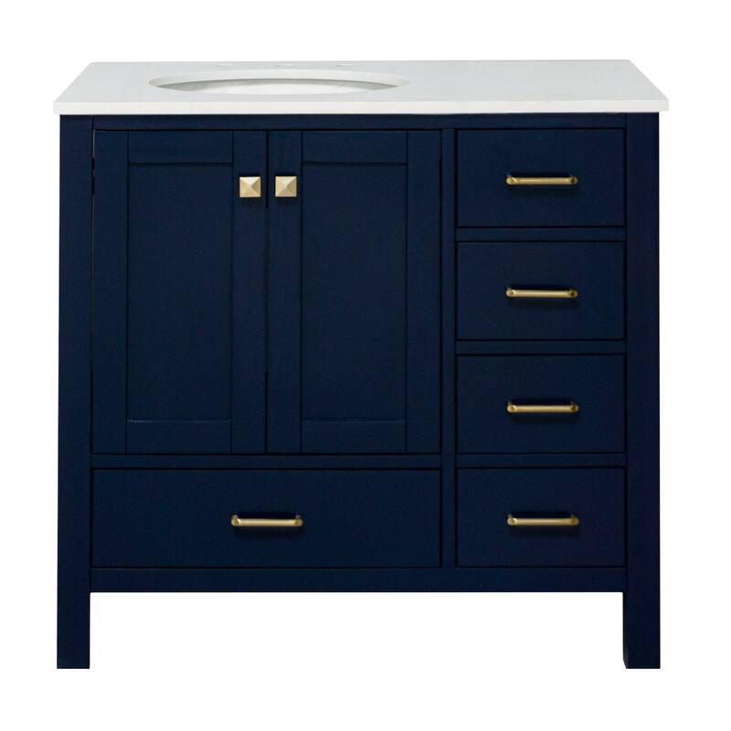 KitchenBathCollection Horizon 36" Bathroom Vanity with Engineered White Top
