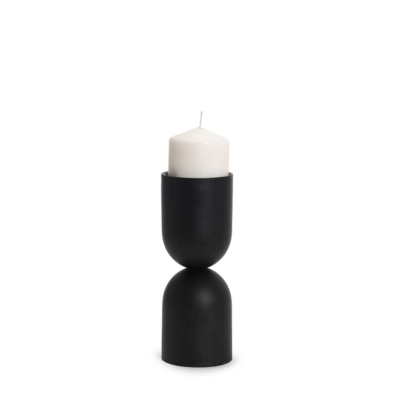 Qamra Short Black Metal Pillar Candle Holder - 3.5 x 3.5 x 9.25