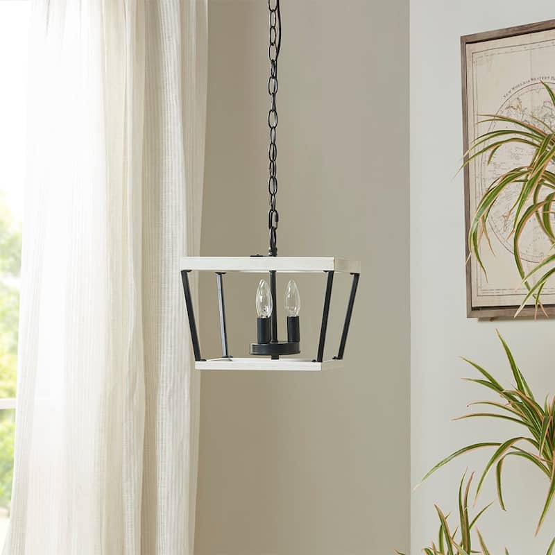 Farmhouse Metal Pendant - White+Black