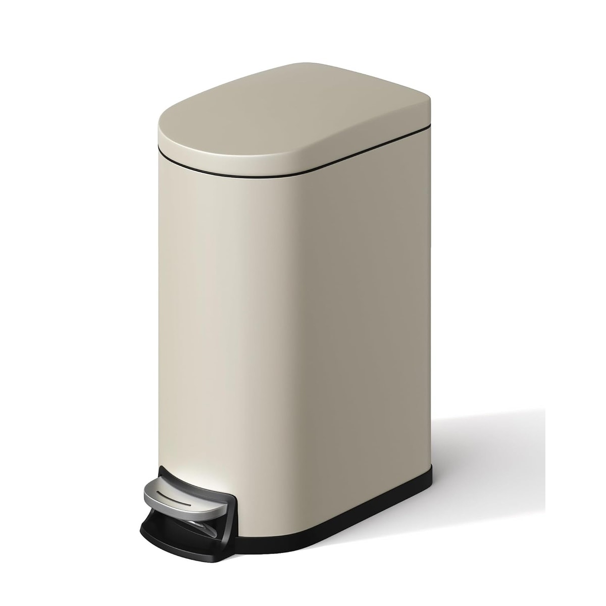 2.6 Gal/10L Slim Bathroom Trash Can, Stainless Steel Step Bin with Soft-Close Lid, Inner Bucket, Silver