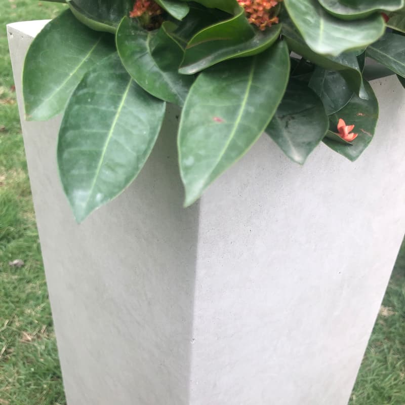 Kante Lightweight Durable Modern Tall Square Outdoor Planter, 28 Inch Tall, Weathered Concrete
