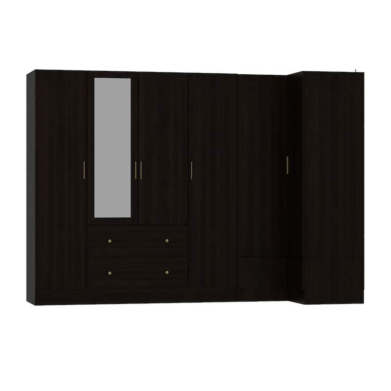 63"W Family Wardrobe/Armoire/Closet by Timechee with Mirror Doors