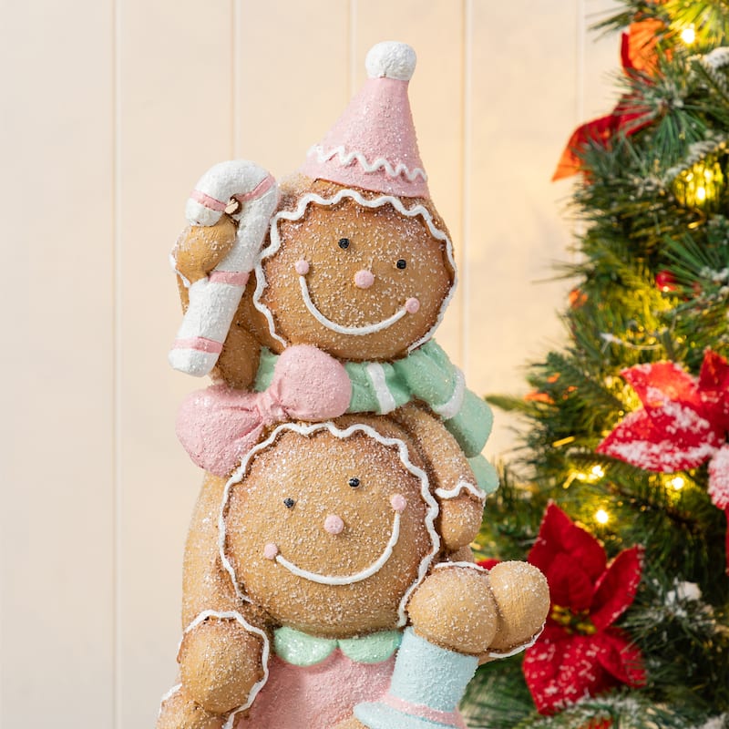 Glitzhome 29"H Christmas Stacked Gingerbread Man Porch Decor - 29"