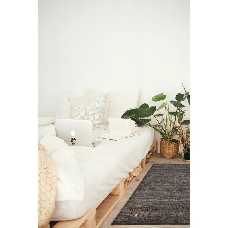 ECARPETGALLERY Hand Loomed Kashkuli Gabbeh Grey Wool Rug - 4'0 x 5'8