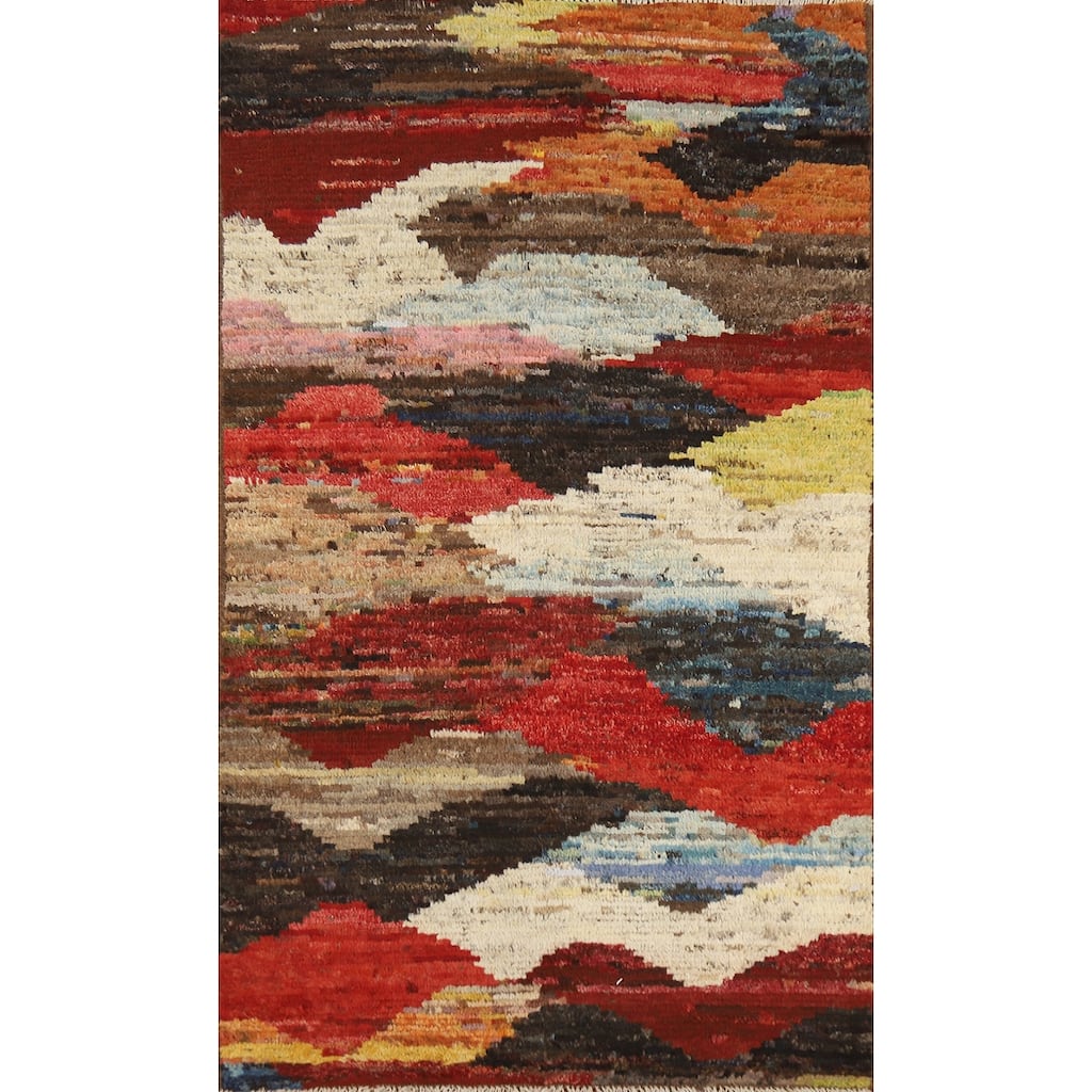 Abstract Moroccan Oriental Rug Handmade Modern Tribal Wool Carpet - 3'8" x 6'9"
