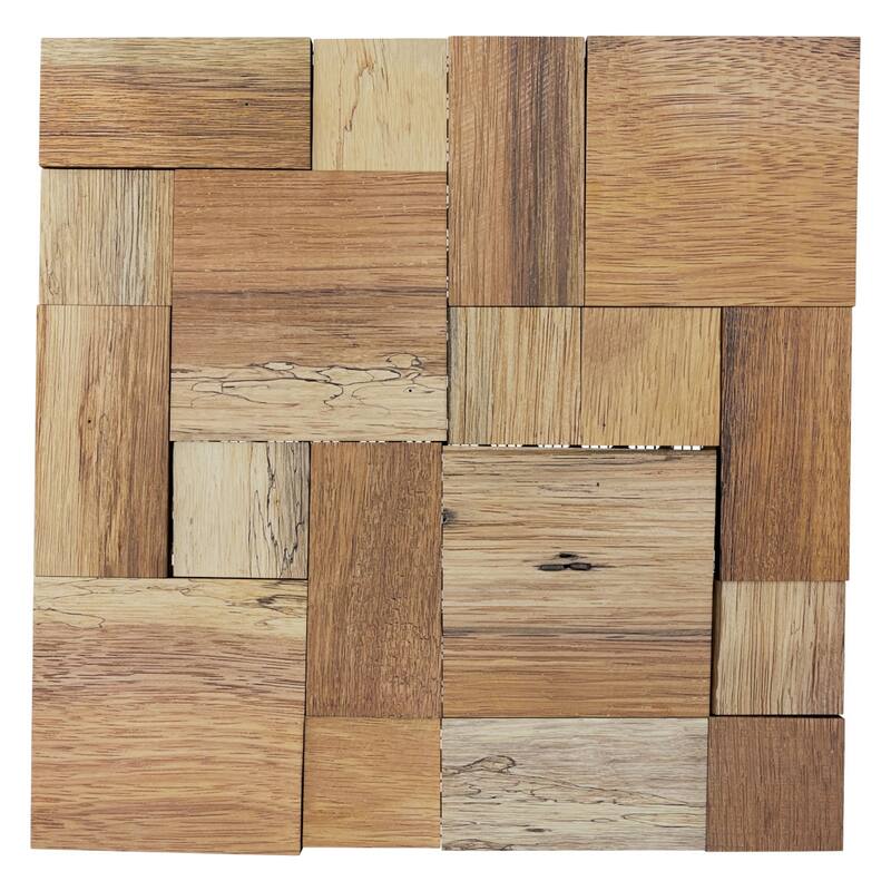 11 7/8"W x 11 7/8"H x 1/2"P Rafter Wood Mosaic Wall Tile, Old Boat Wood - 11 7/8"W x 11 7/8"H x 1/2"P