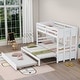 preview thumbnail 5 of 7, White Twin over Pull-out Bunk Bed with Twin Trundle, Convertible Design, Full-length Guardrail