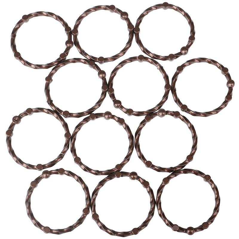 Utopia Alley Shower Eternity Curtain Rings, Rustproof Zinc Shower Rings, set of 12 - Oil Rubbed Bronze