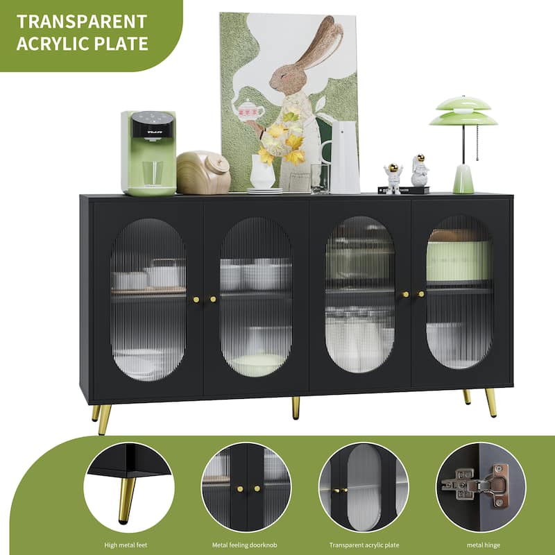 GDFStudio - Metro Modern Storage Accent Sideboard Cabinet with Acrylic Doors and Metal Legs