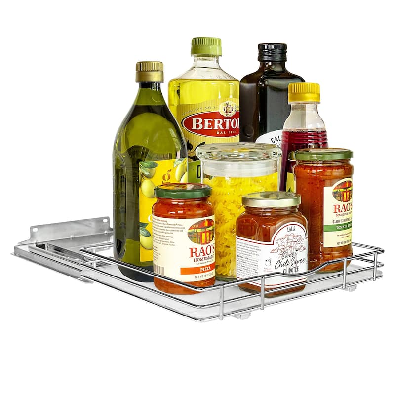® Pull Out Spice Rack Organizer for Cabinet - 12-1/4 inch Wide - Slide Out Rack - Sliding Spice Organizer Shelf - Chrome