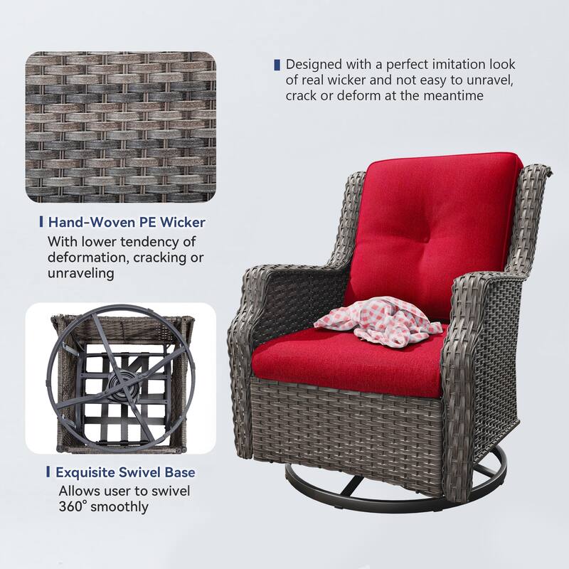 Cozywor Wicker Patio Outdoor Lounge Chair Swivel Rocking Chair
