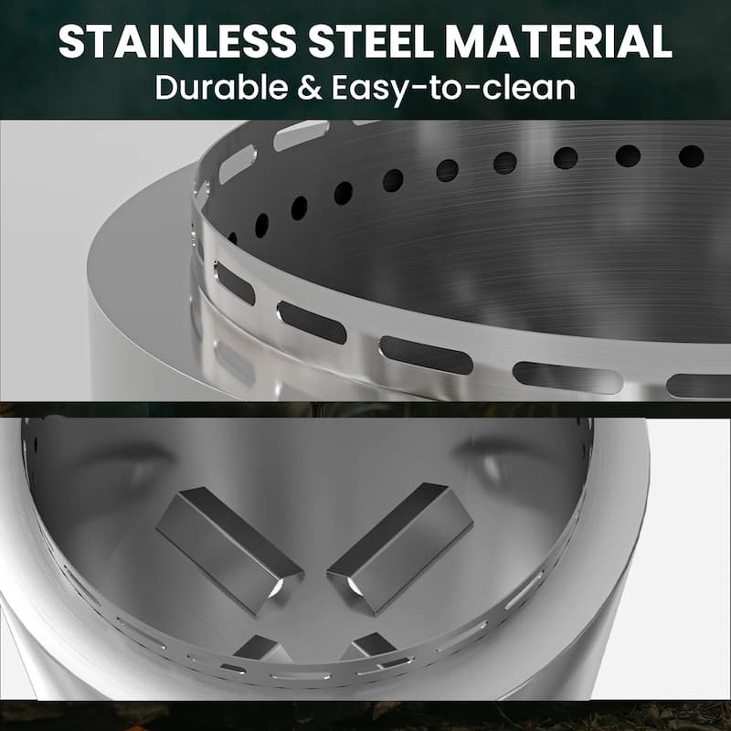 19inch Outdoor Smokeless Fire Pit, Portable Wood Burning Fire Pit for Patio, Backyard