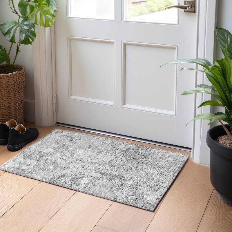 Premium Washable Super Soft Vintage Trellis Mayfield Rug - Gray - 1' 8" x 2' 6" - Rectangle