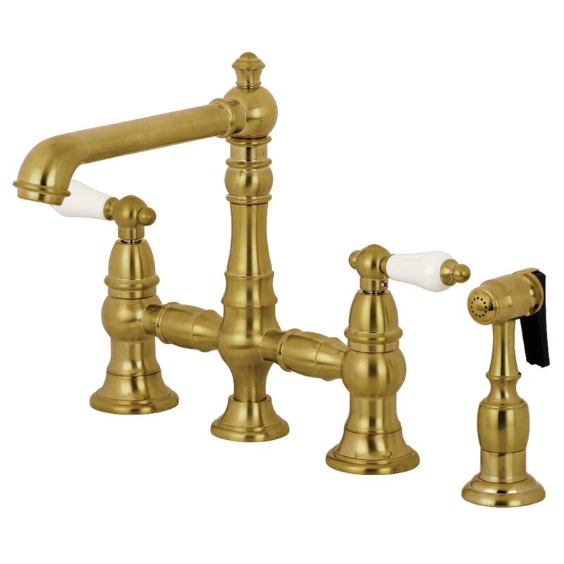 Kingston Brass English Country Bridge Kitchen Faucet with Sprayer