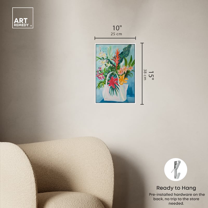 Art Remedy Tropical Flower Bag Framed Flowers In Vase Paintings