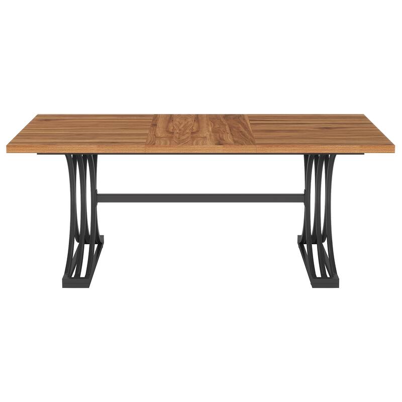 63" Rectangular Dining Table, Modern Kitchen Table with Faux Marble Top for Dining Room