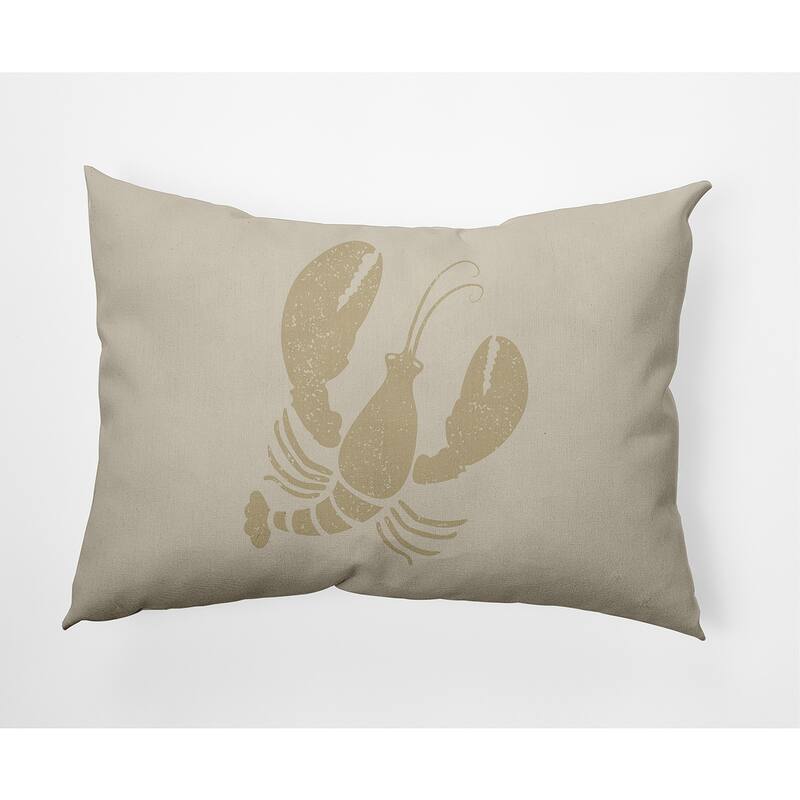 Lobster Nautical Indoor/Outdoor Throw Pillow - Taupe - 14" x 20"