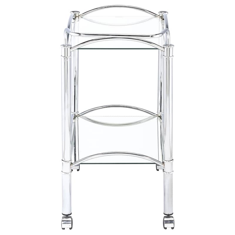 Shadix Chrome 2-tier Rectangular Glass Shelf Metal Bar Cart
