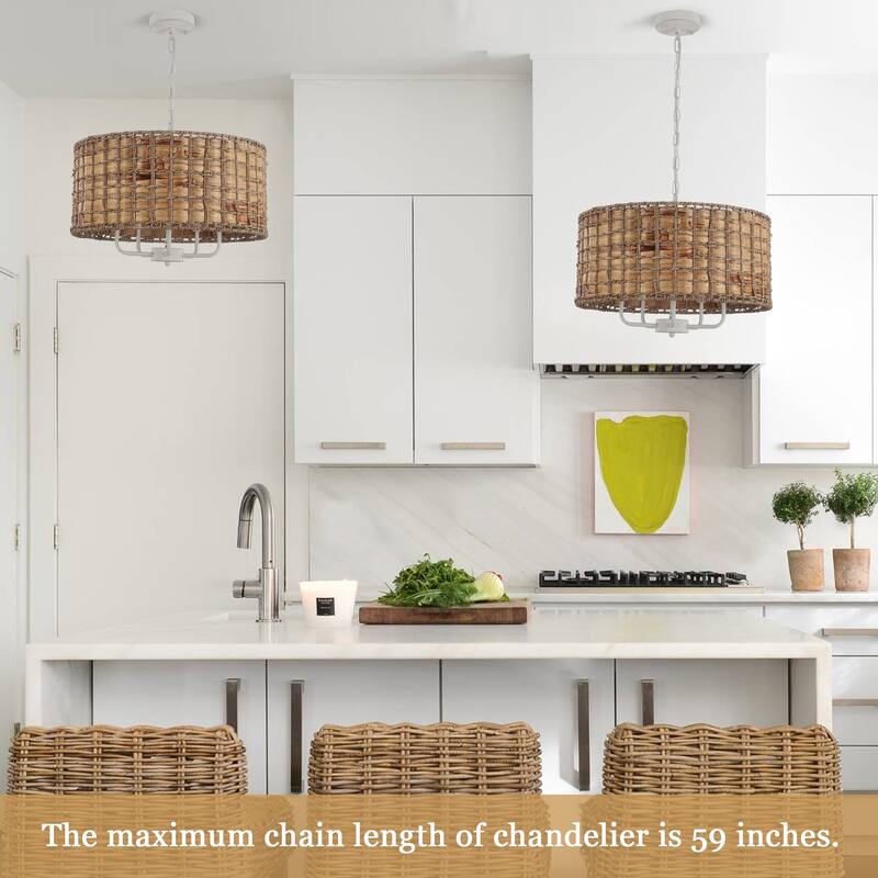 5-Light Candlestick Circle Hanging Farmhouse Chandelier Linear Island Chandelier Lighting for Dining Room
