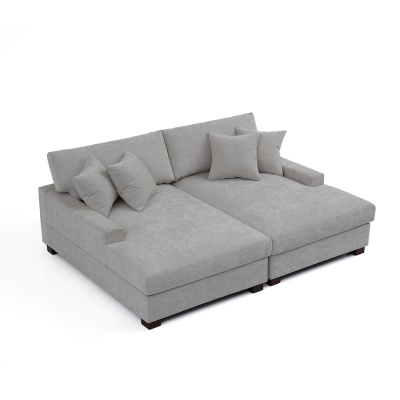 Modern Upholstered Chenille Modular Sectional Sofa with 2 Chaise