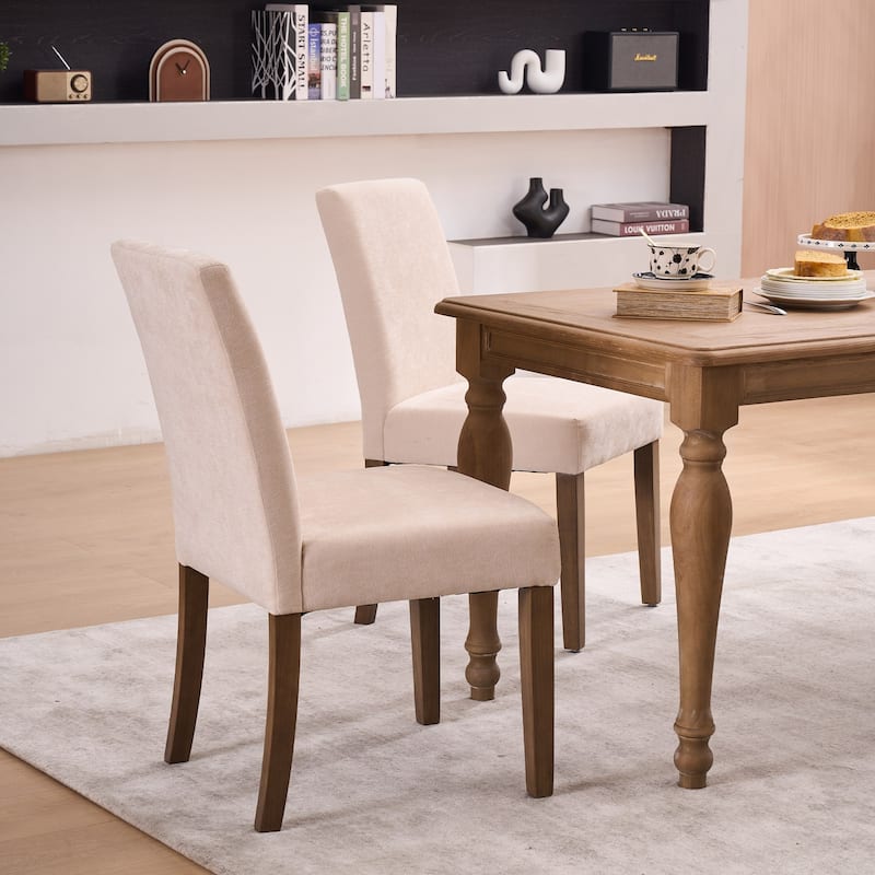 Boucle Fabric Upholstered Dining Chairs (Set of 2)